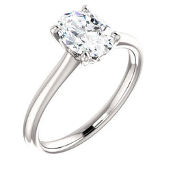 Solitaire Engagement Ring 3 Carats Oval 4 Prong Setting White Gold 14K