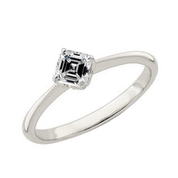 Solitaire Engagement Ring Asscher Diamond 14K White Gold 1.50 Carats