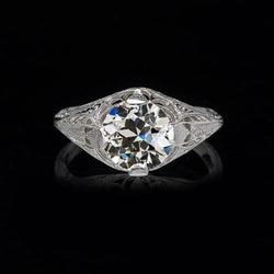 Solitaire Engagement Ring Old Miner Diamond Antique Style 1.50 Carats