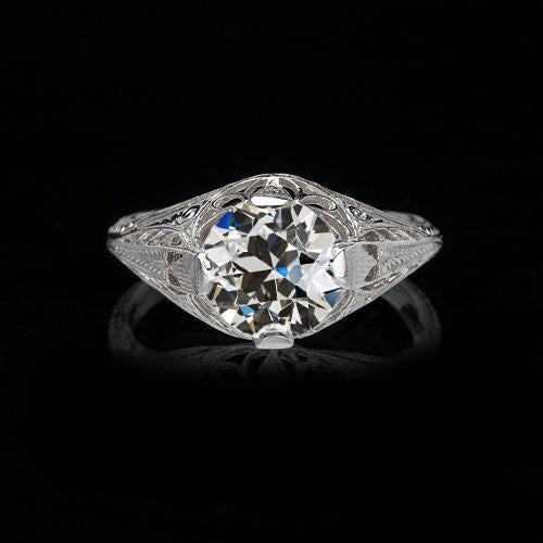 Solitaire anel de noivado de mineiro antigo diamante estilo antigo 1.50 quilates - harrychadent.pt