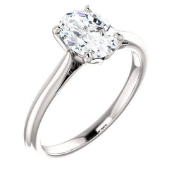Solitaire Engagement Ring Oval 5 Carats White Gold 14K