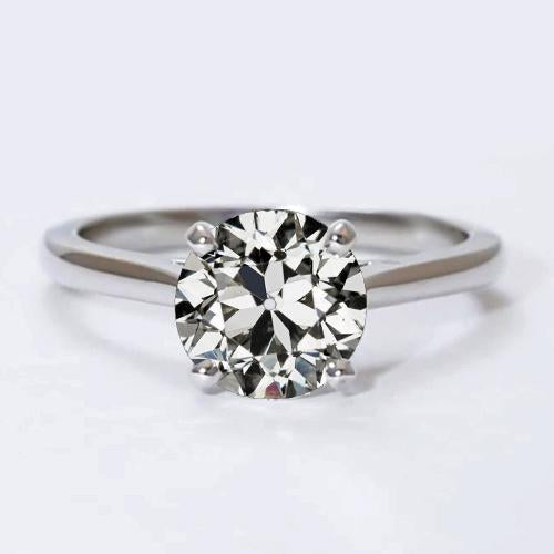 Solitaire anel de noivado redondo antigo corte diamante 4 pinos conjunto 2 quilates - harrychadent.pt