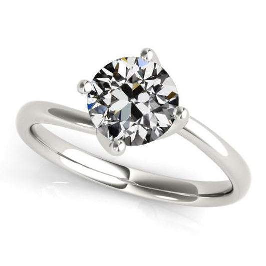 Anel de noivado Solitaire redondo antigo mina com diamante de ouro de 2 quilates - harrychadent.pt