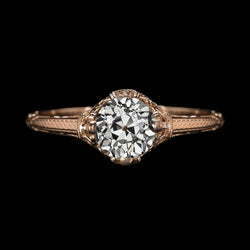 Solitaire Engagement Ring Round Old Miner Diamond Rose Gold 2 Carats