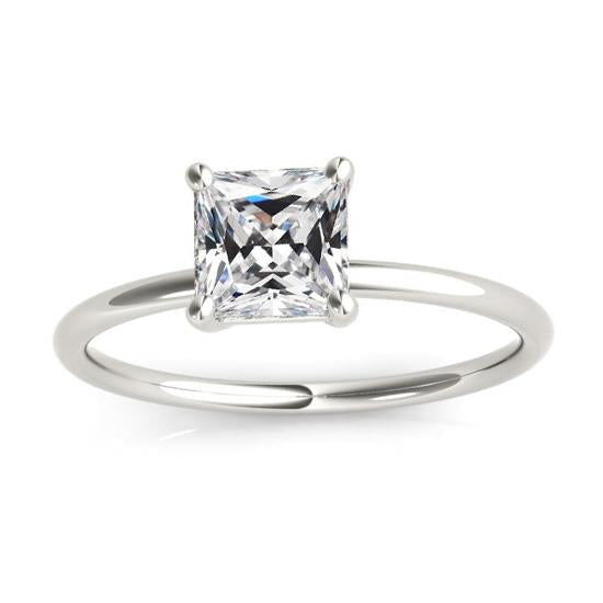 Solitaire anel de noivado quadrado antigo corte diamante ouro branco 3 quilates - harrychadent.pt