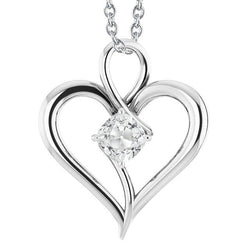 Solitaire Lab Grown Diamond Heart Shaped Pendant Cushion Old Miner 2 Carat