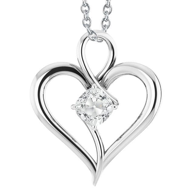 Solitaire Diamond Heart Shaped Pingente Almofada Old Miner 2 Quilates - harrychadent.pt