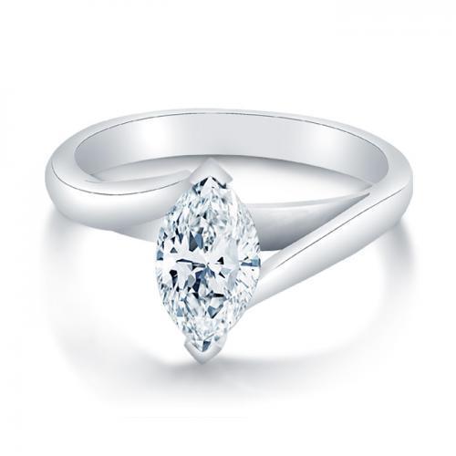 Solitaire Marquise Cut 1.75 quilates diamante anel de casamento ouro branco 14K - harrychadent.pt