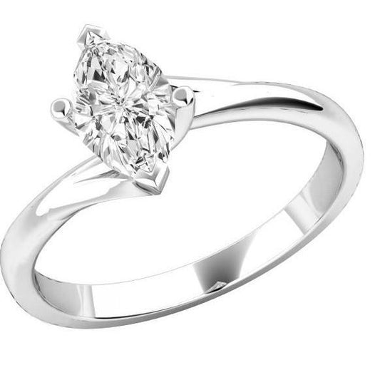Solitaire Marquise Cut 2.25 quilates anel de aniversário de diamante em ouro branco 14K - harrychadent.pt