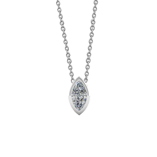 Solitaire Marquise Cut Diamond Pendant Necklace 1.0 quilates WG 14K - harrychadent.pt