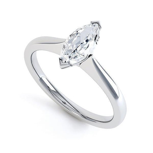 Solitaire Marquise Cut Diamond Anel de Casamento 1.90 quilates e ouro branco 14K - harrychadent.pt