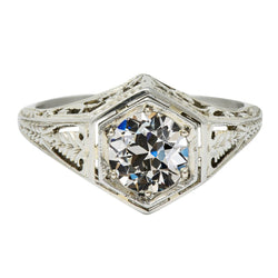 Solitaire Old Mine Cut Diamond Ring Filigree Vintage Style 3 Carats