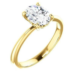 Solitaire Oval Diamond Engagement Ring 3.50 Carats