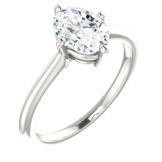 Solitaire Oval Diamond Ring 4 quilates 4 pinos com configuração ouro branco 14K - harrychadent.pt