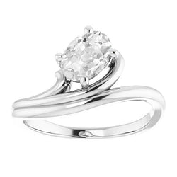 Solitaire Oval Old Miner Diamond Ring Twisted Shank 3.50 Carats