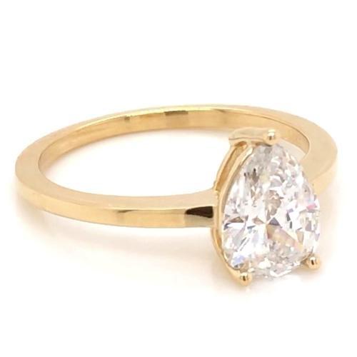 Solitaire Pear Diamond Anel de noivado 1.50 quilates amarelo ouro 14K - harrychadent.pt