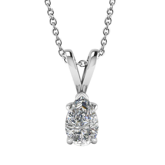 Solitaire Pear Diamond Lady Colar pingente 1.0 quilates de ouro branco 14K - harrychadent.pt