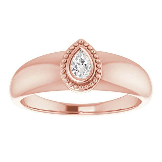 Solitaire Pear Old Cut diamante anel de casamento pedra central configuração: Bezel conjunto de ouro 1 quilate - harrychadent.pt