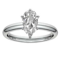 Solitaire Pear Old Mine Cut Real Diamond Ring 3.50 Carats Gold Jewelry