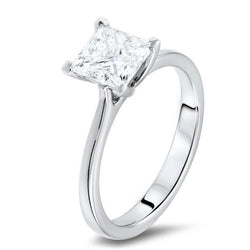 Solitaire Princess Cut 2.85 Carats Prong Set Diamond Wedding Ring