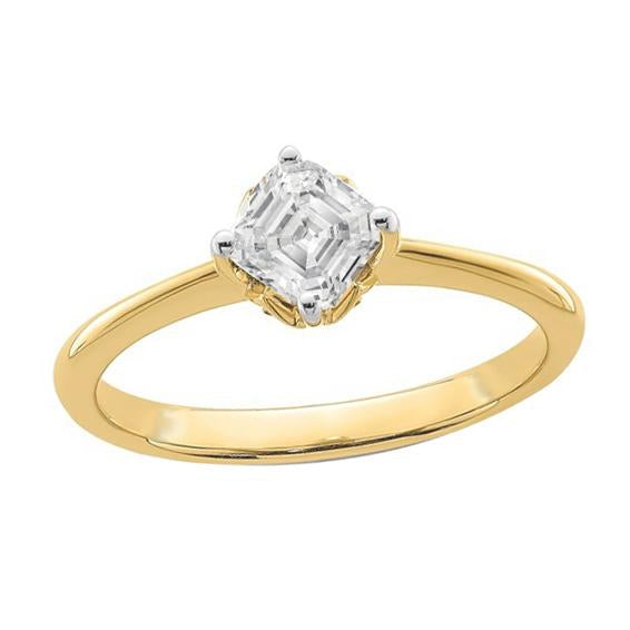 Solitaire Ring Asscher Old Miner Diamante Two Tone 2 Quilates Gold - harrychadent.pt