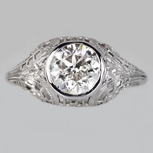 Conjunto de moldura de anel de paciência Old Cut Redondo Diamante Estilo Vintage 2 Quilates - harrychadent.pt