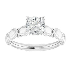 Solitaire Ring Cushion Old Mine Cut Diamond 3.50 Carats White Gold