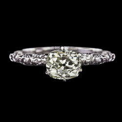 Solitaire Ring Cushion Old Miner Diamond Gold Vintage Style 3 Carats