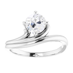 Solitaire Ring Old Cut Diamond Prong Twisted Split Shank 2 Carats