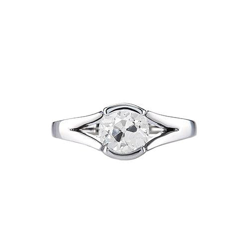 Anel Solitaire Old Cut Redondo Diamante Split Haste 1 Quilate Branco Ouro - harrychadent.pt