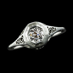 Solitaire Ring Old Cut Round Real Diamond Antique Style 1.25 Carats