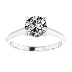 Solitaire Ring Old Mine Cut Diamond 4 Prong Set 2 Carats