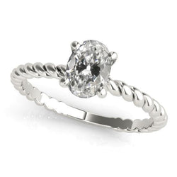 Solitaire Ring Oval Old Cut Diamond 4 Prong Rope Style 2.50 Carats
