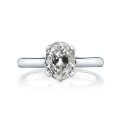 Solitaire Ring Oval Old Mine Cut Lab Grown Diamond White Gold 3 Carats