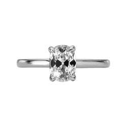 Solitaire Ring Oval Old Mine Cut Real Diamond 4 Prong Set 3 Carats