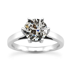 Solitaire Ring Round Old Cut Diamond 6 Prong Set Jewelry 2.50 Carats