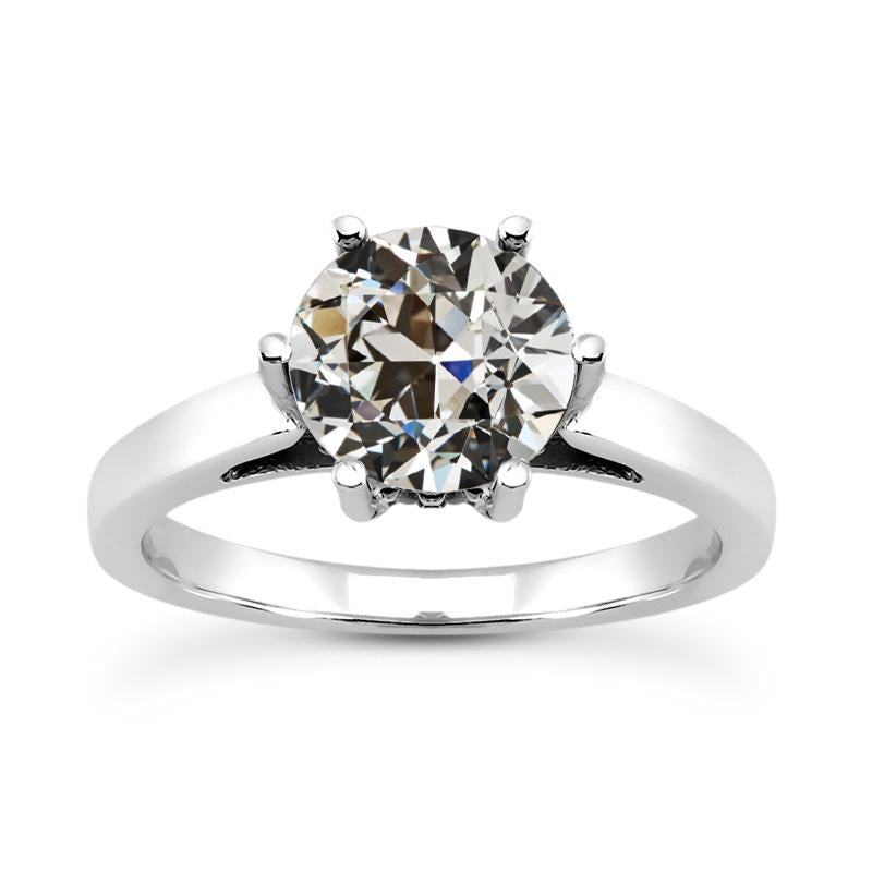 Conjunto de joias com anel solitário redondo antigo corte de diamante com 6 pinos 2.50 quilates - harrychadent.pt