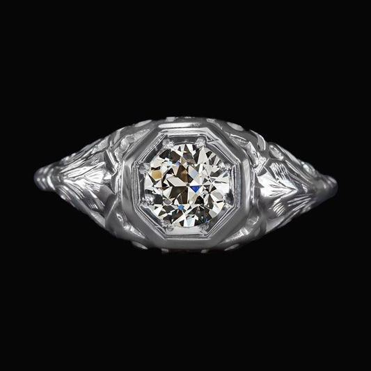 Anel Solitaire Redondo Old Cut Diamond Gold Vintage Style 1.50 Quilates - harrychadent.pt