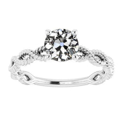 Solitaire Ring Round Old Cut Diamond Twisted Shank 2 Carats