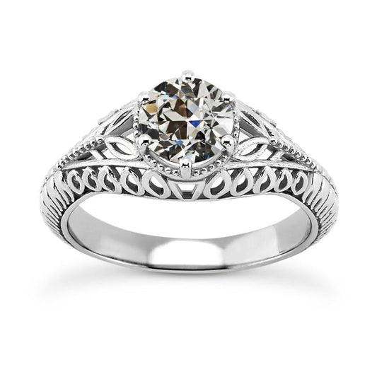 Anel Solitaire Redondo Old Cut Diamond Estilo Vintage 1.50 Quilates - harrychadent.pt