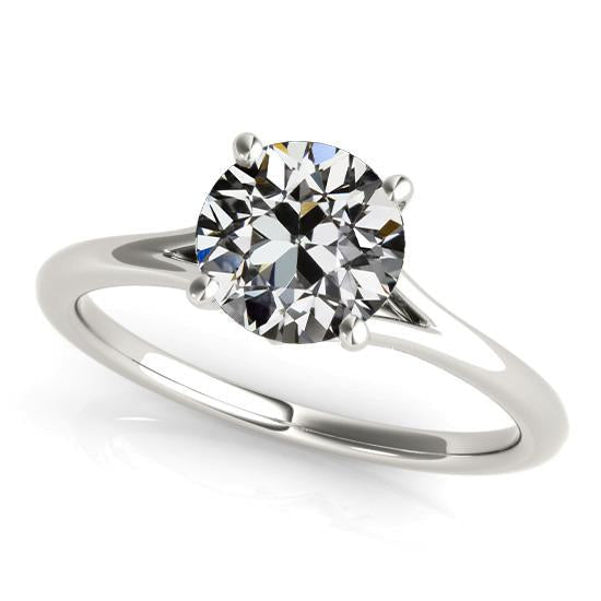 Solitaire Ring Round Old Mine Cut Diamond 14K Ouro 2 Quilates - harrychadent.pt