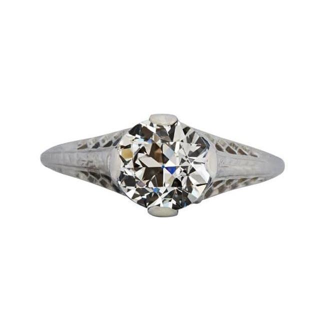 Solitaire Ring Round Old Mine Cut Diamond Ouro 2 Quilates Filigrana - harrychadent.pt