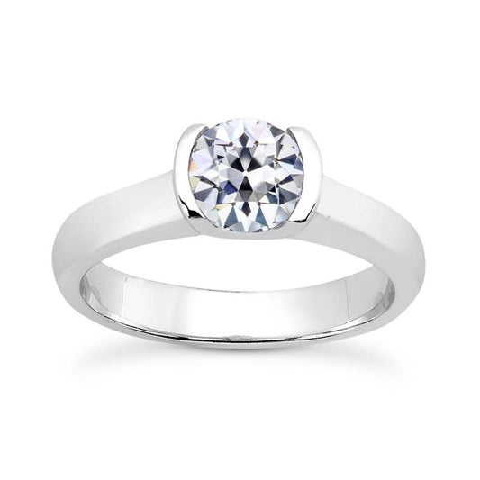 Solitaire Ring Round Old Mine Cut Diamond Metade Center Stone Setting: Bezel Set 1.50 quilates - harrychadent.pt