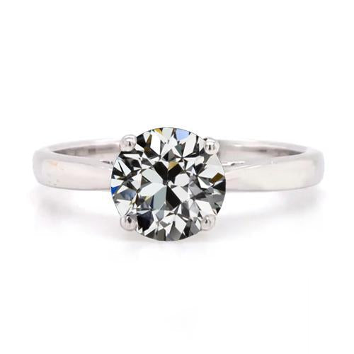 Solitaire Ring Redondo Old Mine Cut Diamond Branco Ouro 2 Quilates - harrychadent.pt