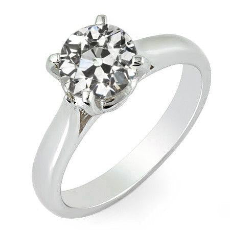 Solitaire Ring Round Old Mine Cut Diamond Joias Senhoras 2 Quilates - harrychadent.pt