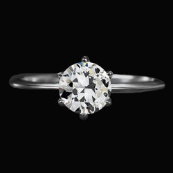 Solitaire Ring Round Old Miner Diamond 6 Prong Set 2.50 Carats