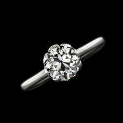 Solitaire Ring Round Old Miner Real Diamond 2 Carats White Gold 14K