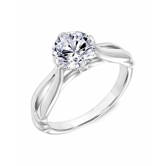 Solitaire round cut 2 quilates diamante anel de noivado ouro branco 14K - harrychadent.pt