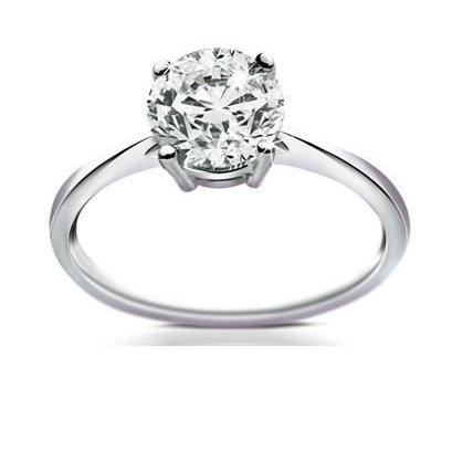 Solitário corte redondo 2.50 quilates diamante anel de noivado ouro branco 14K- harrychadent.pt