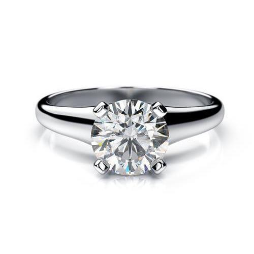 Solitaire redondo corte diamante anel de casamento ouro branco 14K 1.50 quilates joias - harrychadent.pt